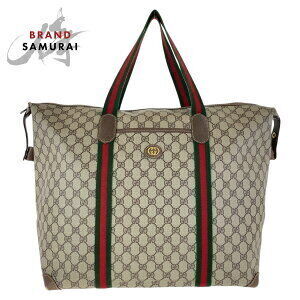 GUCCI Sherry Line interlocking brown GG Supreme canvas leather Boston bag
